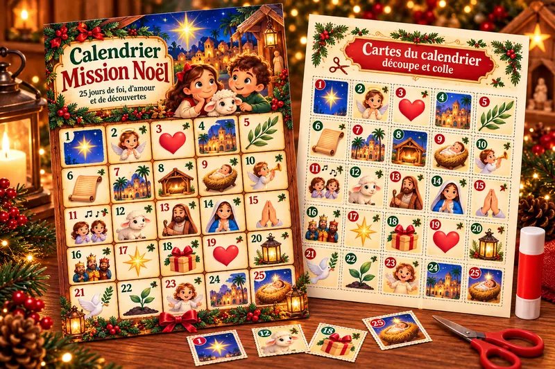 Calendrier Mission Noël et cartes à découper