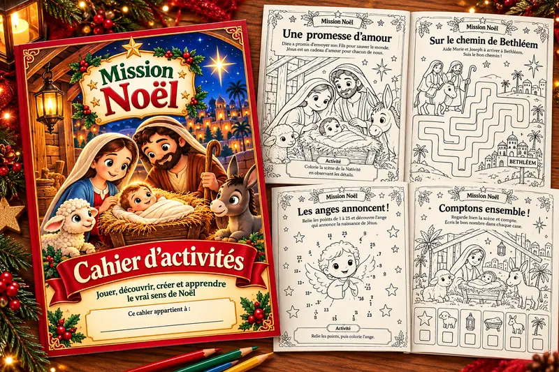 Cahier d'activités Mission Noël et pages à colorier